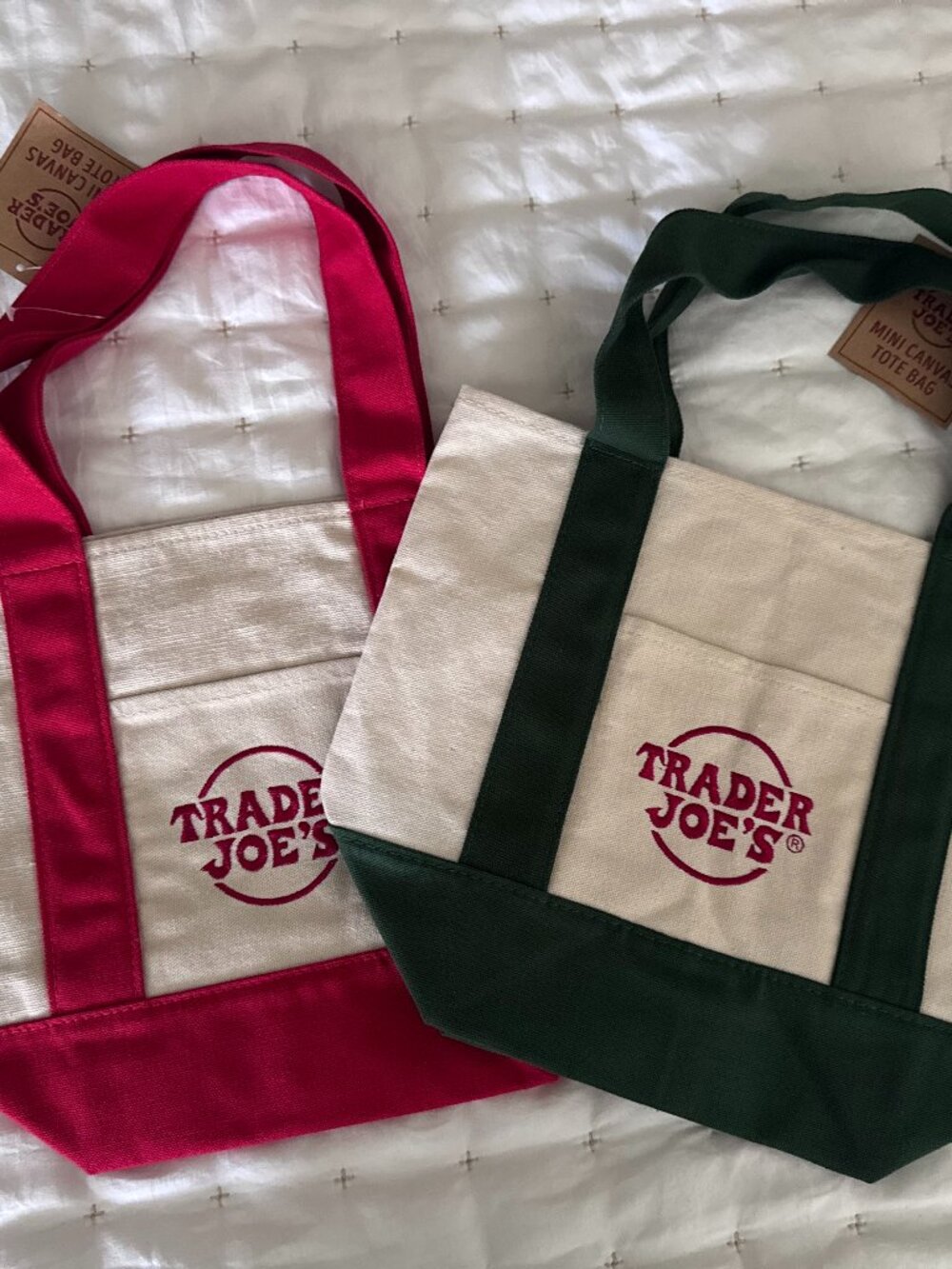 Trader Joes Mini Tote set of 2 - Red and Green NWT